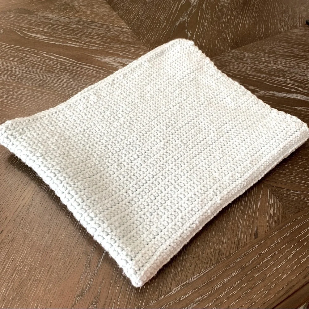 Vintage blue crocheted knit blanket throw